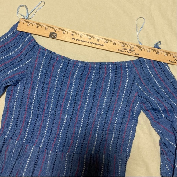 Mud Pie 100% Cotton Red, White, and Blue Blouse with Ruffled Sleeves - Picture 8 of 11